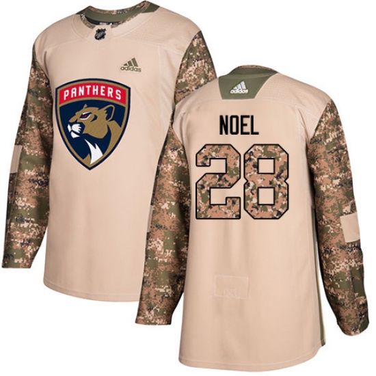 Men's Adidas Florida Panthers 28 Serron Noel Authentic Camo Veterans Day Practice NHL Jersey