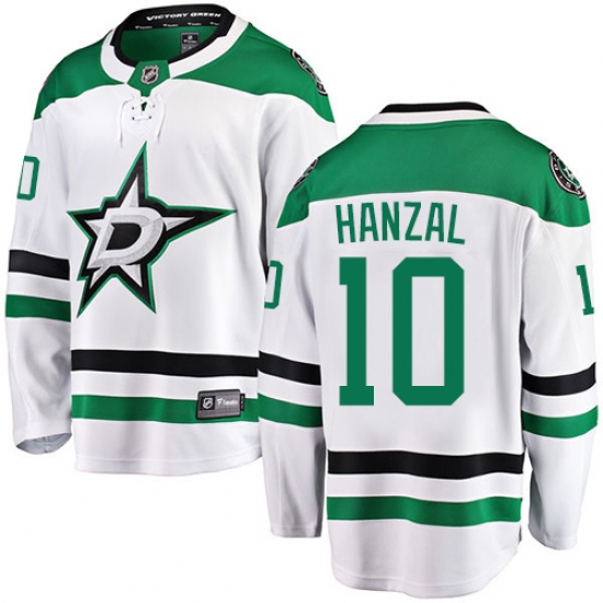 Men's Dallas Stars 10 Martin Hanzal Authentic White Away Fanatics Branded Breakaway NHL Jersey