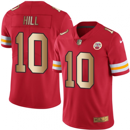 Men's Nike Kansas City Chiefs 10 Tyreek Hill Limited Red/Gold Rush NFL Jersey
