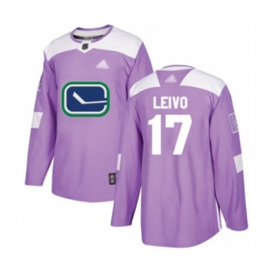 Men's Vancouver Canucks 17 Josh Leivo Authentic Purple Fights Cancer Practice Hockey Jersey