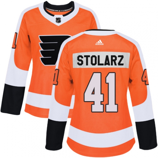 Women's Adidas Philadelphia Flyers 41 Anthony Stolarz Authentic Orange Home NHL Jersey