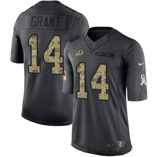 Men's Nike Washington Redskins 14 Ryan Grant Limited Black 2016 Salute to Service NFL Jersey