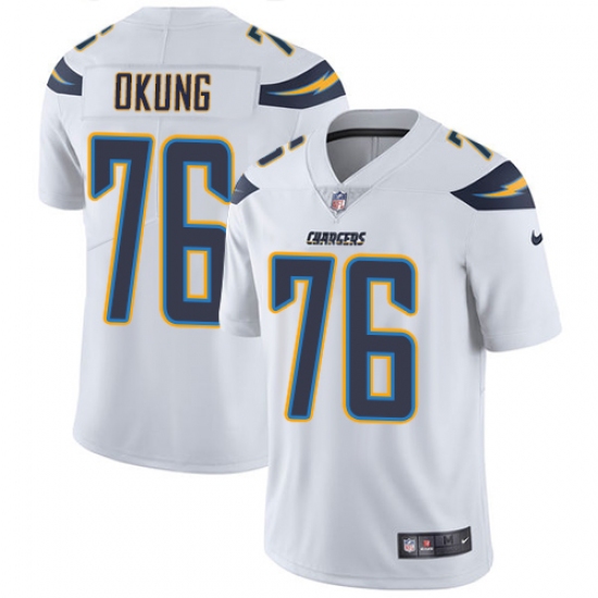 Youth Nike Los Angeles Chargers 76 Russell Okung Elite White NFL Jersey