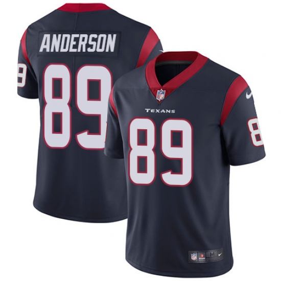 Youth Nike Houston Texans 89 Stephen Anderson Elite Navy Blue Team Color NFL Jersey