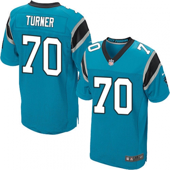 Men's Nike Carolina Panthers 70 Trai Turner Elite Blue Alternate NFL Jersey