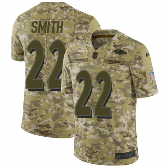 Youth Nike Baltimore Ravens 22 Jimmy Smith Limited Camo 2018 Salute to Service NFL Jersey