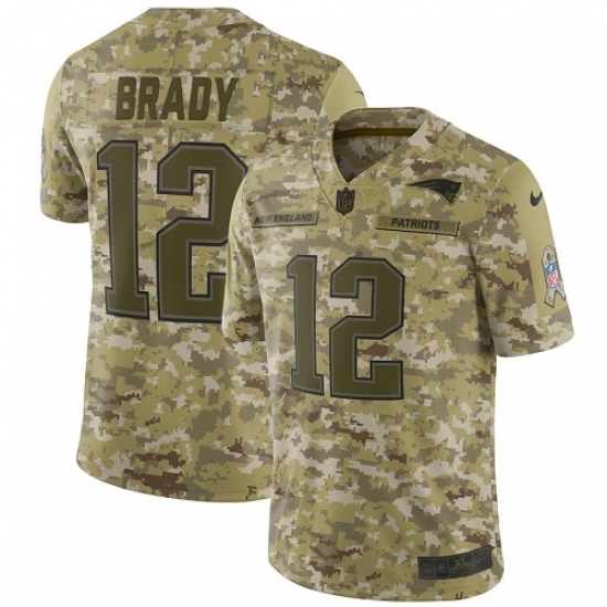 Men's Nike New England Patriots 12 Tom Brady Limited Camo 2018 Salute to Service NFL Jersey
