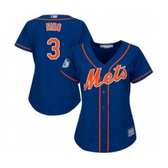 Women's New York Mets 3 Tomas Nido Authentic Royal Blue Alternate Home Cool Base Baseball Player Jersey