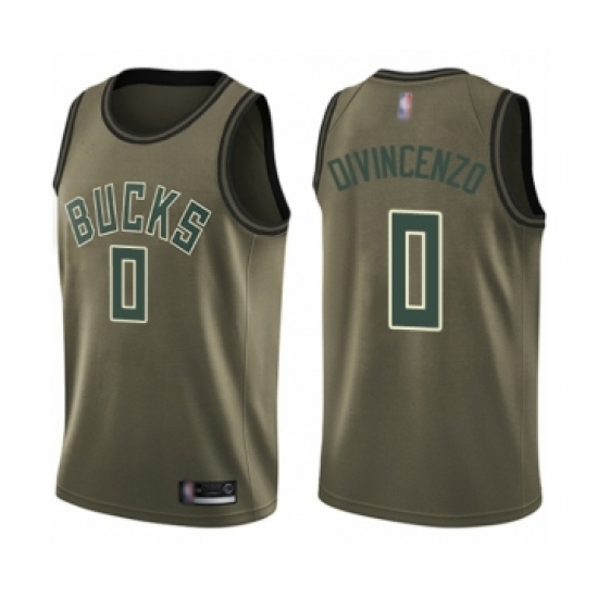 Youth Milwaukee Bucks 0 Donte DiVincenzo Swingman Green Salute to Service Basketball Jersey