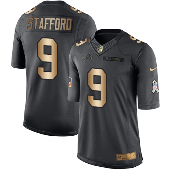 Youth Nike Detroit Lions 9 Matthew Stafford Limited Black/Gold Salute to Service NFL Jersey