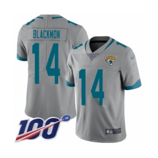 Youth Jacksonville Jaguars 14 Justin Blackmon Silver Inverted Legend Limited 100th Season Football Jersey