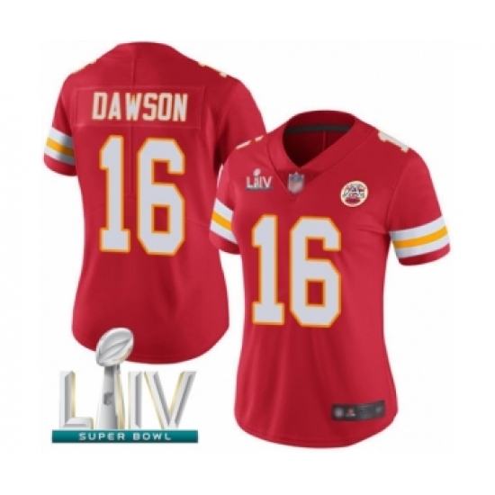 Women's Kansas City Chiefs 16 Len Dawson Red Team Color Vapor Untouchable Limited Player Super Bowl LIV Bound Football Jersey