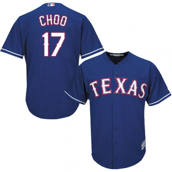 Youth Majestic Texas Rangers 17 Shin-Soo Choo Authentic Royal Blue Alternate 2 Cool Base MLB Jersey