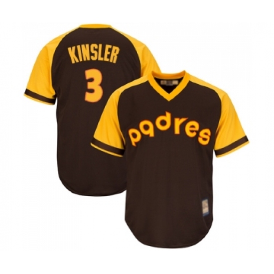 Men's San Diego Padres 3 Ian Kinsler Replica Brown Alternate Cooperstown Cool Base Baseball Jersey