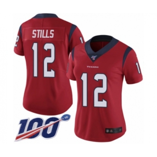 Women's Houston Texans 12 Kenny Stills Red Alternate Vapor Untouchable Limited Player 100th Season Football Jersey