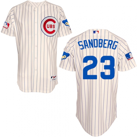 Men's Majestic Chicago Cubs 23 Ryne Sandberg Authentic Cream 1969 Turn Back The Clock MLB Jersey