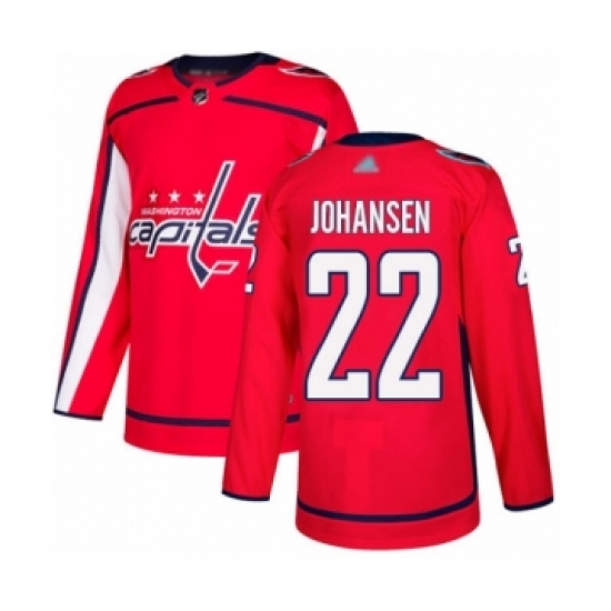 Men's Washington Capitals 22 Lucas Johansen Authentic Red Home Hockey Jersey