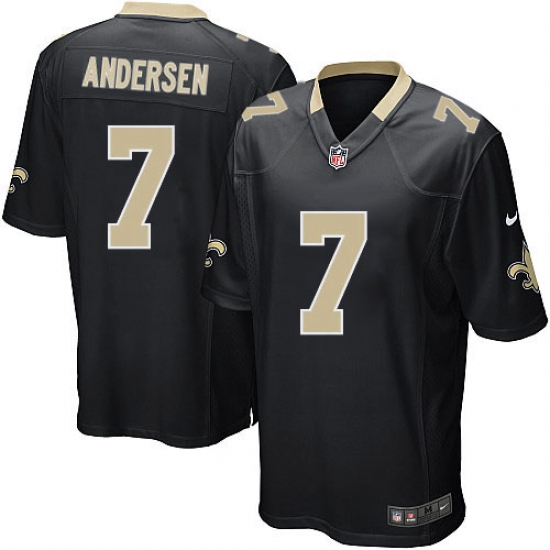 Men's Nike New Orleans Saints 7 Morten Andersen Game Black Team Color NFL Jersey