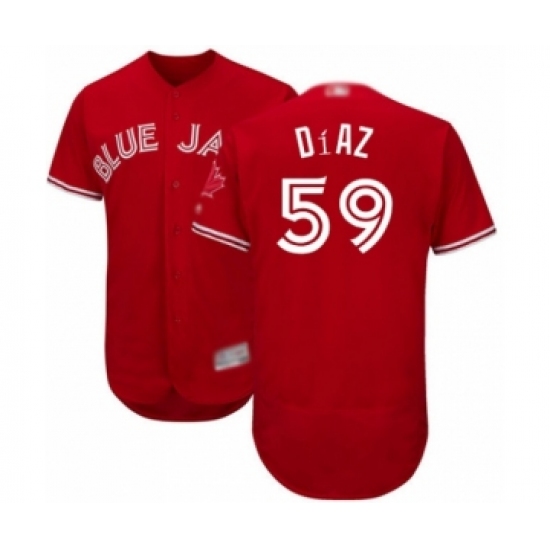 Men's Toronto Blue Jays 59 Yennsy Diaz Scarlet Alternate Flex Base Authentic Collection Alternate Baseball Player Jersey