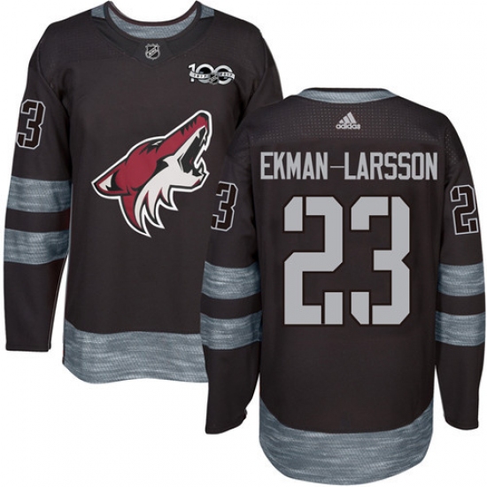 Men's Adidas Arizona Coyotes 23 Oliver Ekman-Larsson Premier Black 1917-2017 100th Anniversary NHL Jersey