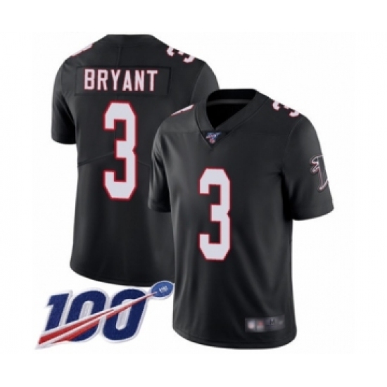 Men's Atlanta Falcons 3 Matt Bryant Black Alternate Vapor Untouchable Limited Player 100th Season Football Jersey