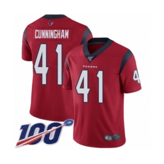 Men's Houston Texans 41 Zach Cunningham Red Alternate Vapor Untouchable Limited Player 100th Season Football Jersey