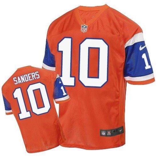 Men's Nike Denver Broncos 10 Emmanuel Sanders Elite Orange Throwback NFL Jersey