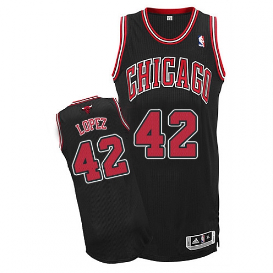 Men's Adidas Chicago Bulls 42 Robin Lopez Authentic Black Alternate NBA Jersey