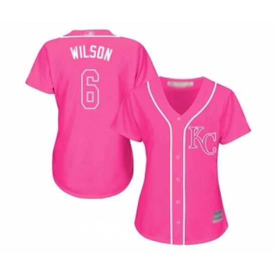 Women's Kansas City Royals 6 Willie Wilson Replica Pink Fashion Cool Base Baseball Jersey