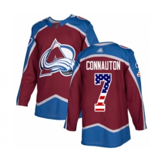 Youth Colorado Avalanche 7 Kevin Connauton Authentic Burgundy Red USA Flag Fashion Hockey Jersey