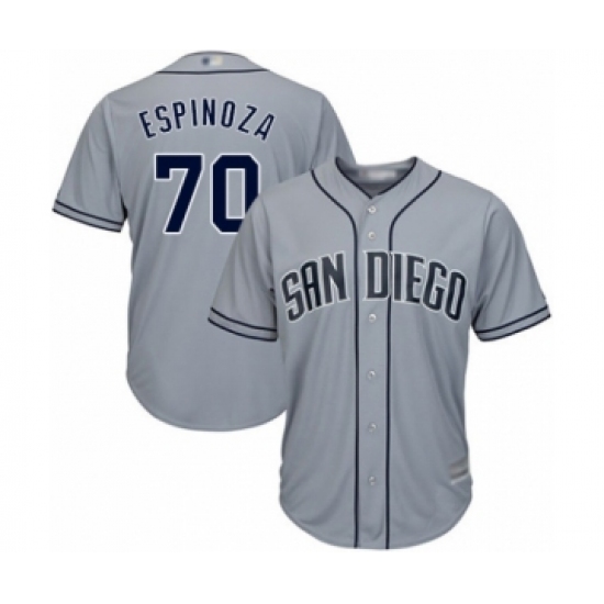 Men's San Diego Padres 70 Anderson Espinoza Authentic Grey Road Cool Base Baseball Player Jersey