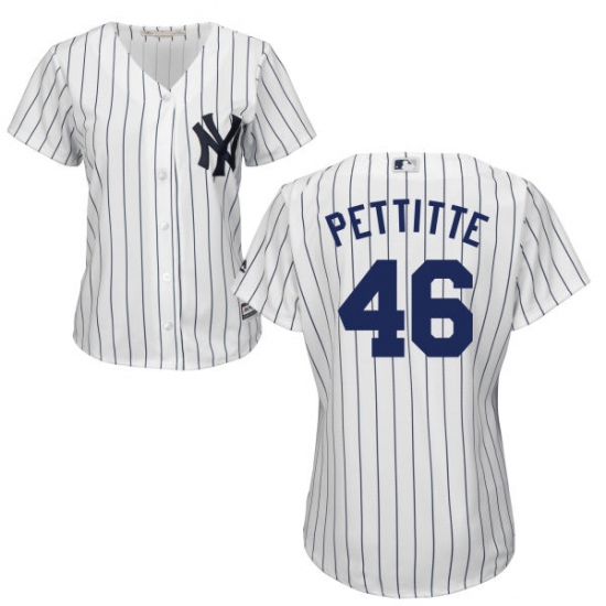 Women's Majestic New York Yankees 46 Andy Pettitte Replica White Home MLB Jersey