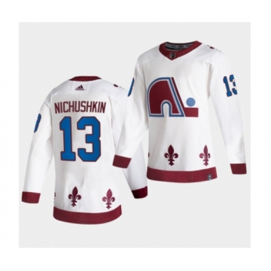 Men's Colorado Avalanche 13 Valeri Nichushkin 2020-21 White Reverse Retro Stitched Jersey