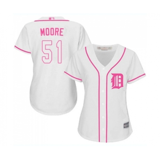 Women's Detroit Tigers 51 Matt Moore Replica White Fashion Cool Base Baseball Jersey