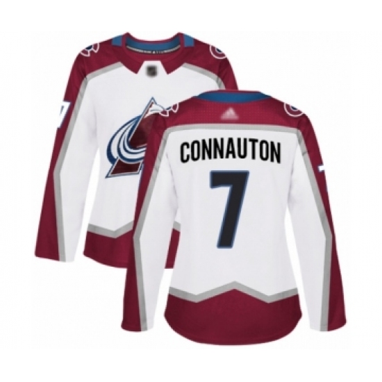 Women's Colorado Avalanche 7 Kevin Connauton Authentic White Away Hockey Jersey