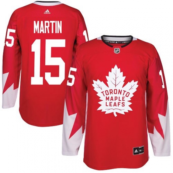 Men's Reebok Toronto Maple Leafs 15 Matt Martin Premier Red Alternate NHL Jersey