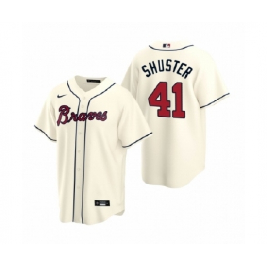 Men's Atlanta Braves 41 Jared Shuster Cream 2020 MLB Draft Replica Alternate Jersey