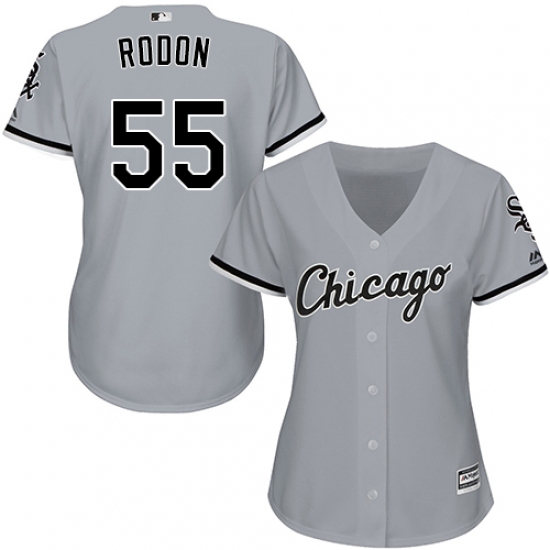 Women's Majestic Chicago White Sox 55 Carlos Rodon Replica Grey Road Cool Base MLB Jersey