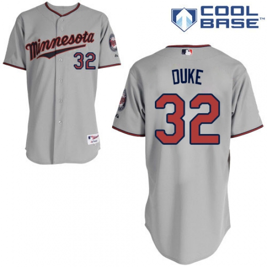 Men's Majestic Minnesota Twins 32 Zach Duke Authentic Grey Road Cool Base MLB Jersey