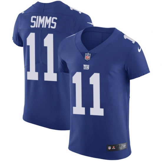 Men's Nike New York Giants 11 Phil Simms Elite Royal Blue Team Color NFL Jersey