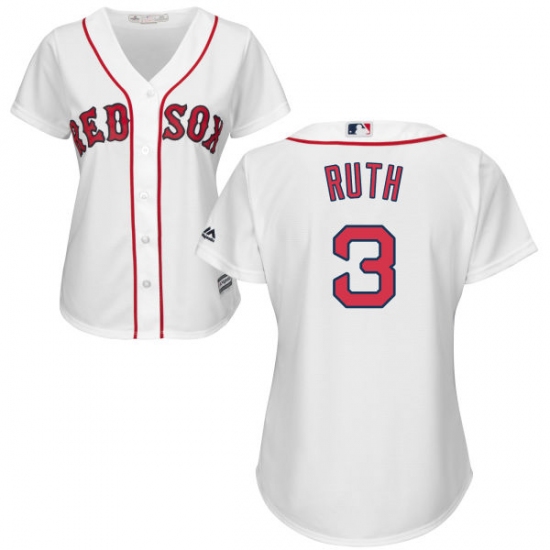 Women's Majestic Boston Red Sox 3 Babe Ruth Authentic White Home MLB Jersey