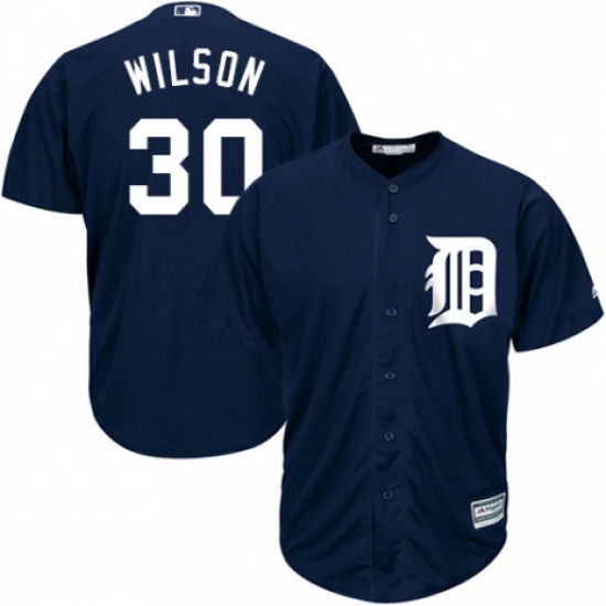 Men's Majestic Detroit Tigers 30 Alex Wilson Replica Navy Blue Alternate Cool Base MLB Jersey