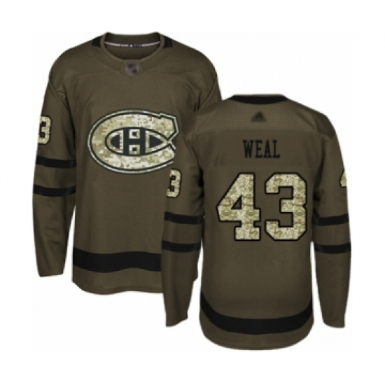 Youth Montreal Canadiens 43 Jordan Weal Authentic Green Salute to Service Hockey Jersey