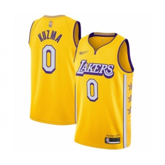 Women's Los Angeles Lakers 0 Kyle Kuzma Swingman Gold Basketball Jersey - 2019 20 City Edition