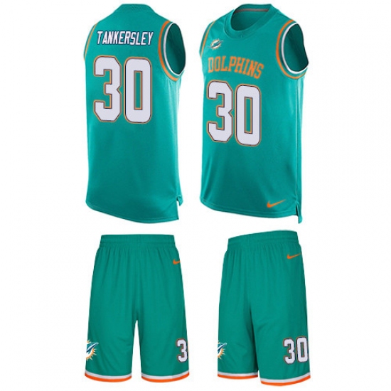 Men's Nike Miami Dolphins 30 Cordrea Tankersley Limited Aqua Green Tank Top Suit NFL Jersey