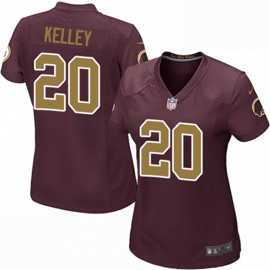 Women's Nike Washington Redskins 20 Rob Kelley Game Burgundy Red/Gold Number Alternate 80TH Anniversary NFL Jersey