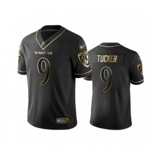 Men's Baltimore Ravens 9 Justin Tucker Limited Black Golden Edition Football Jersey