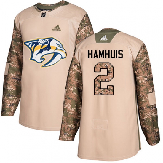 Youth Adidas Nashville Predators 2 Dan Hamhuis Authentic Camo Veterans Day Practice NHL Jersey