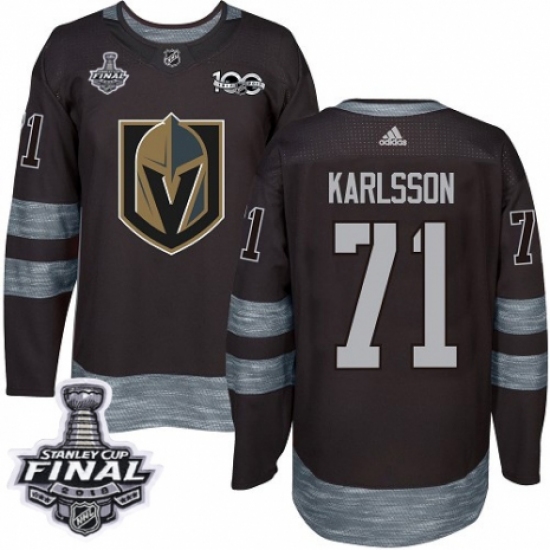 Men's Adidas Vegas Golden Knights 71 William Karlsson Authentic Black 1917-2017 100th Anniversary 2018 Stanley Cup Final NHL Jersey