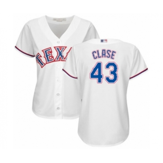 Women's Texas Rangers 43 Emmanuel Clase Authentic White Home Cool Base Baseball Player Jersey